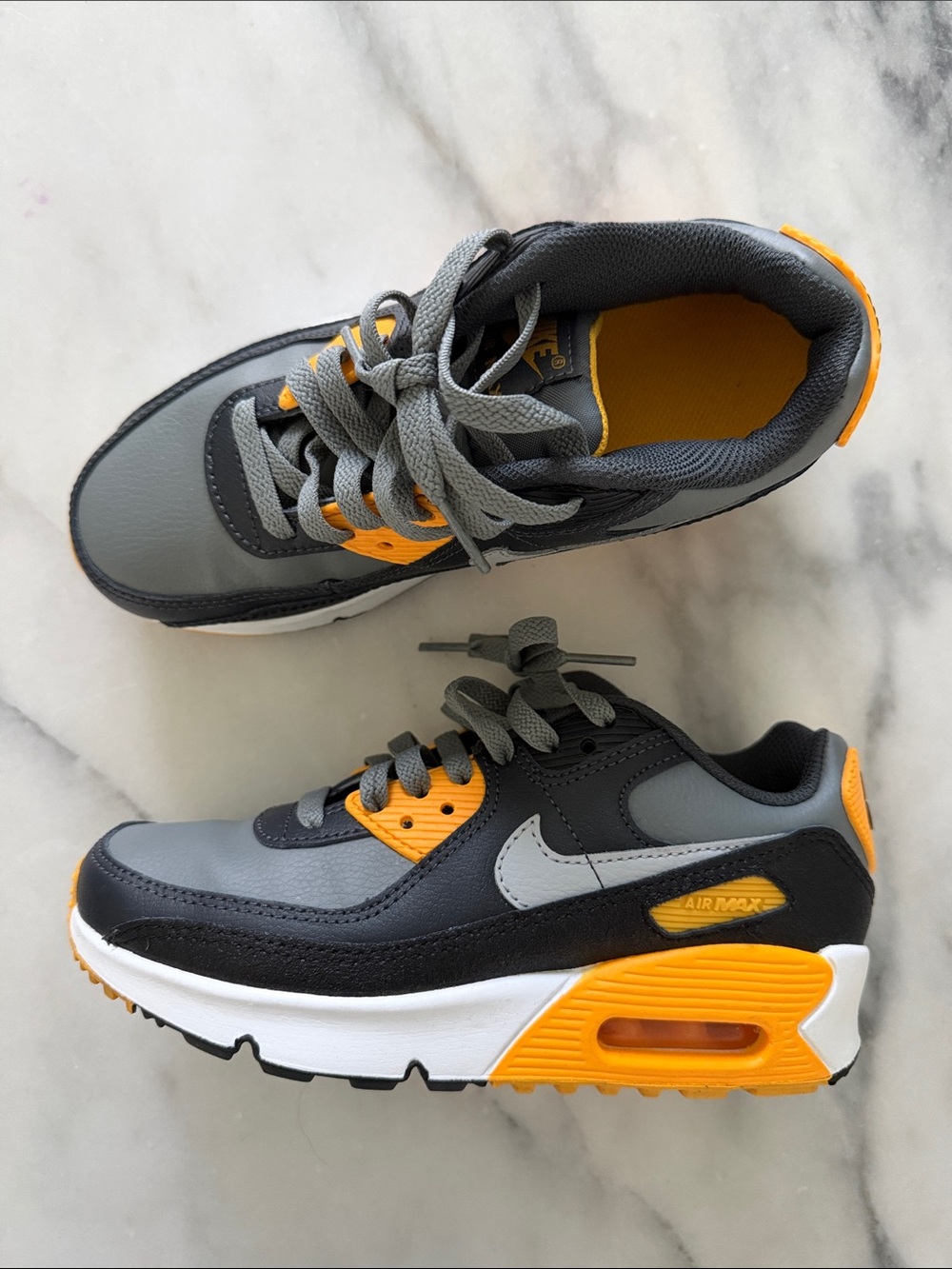 Nike Air Max Kids Grey & Yellow Athletic Sneakers